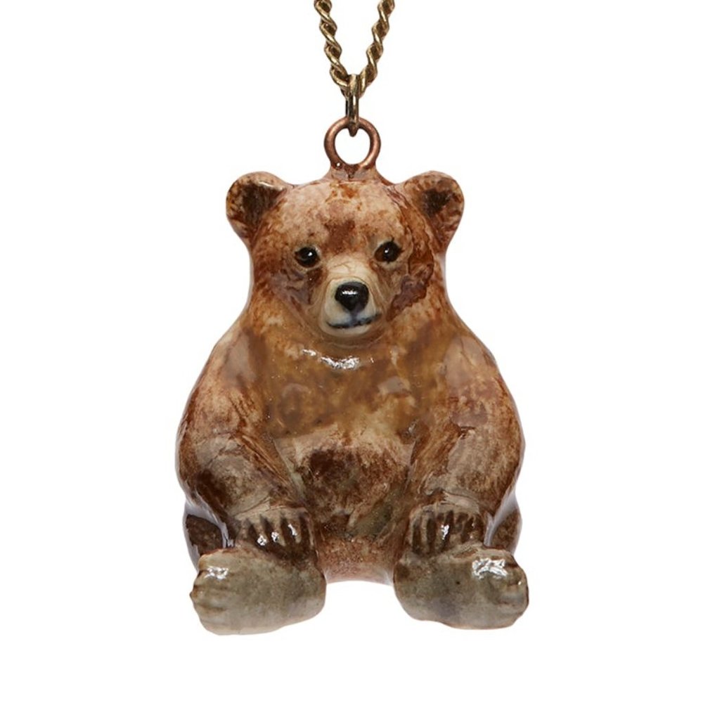 Teddy Bear Porcelain Necklace